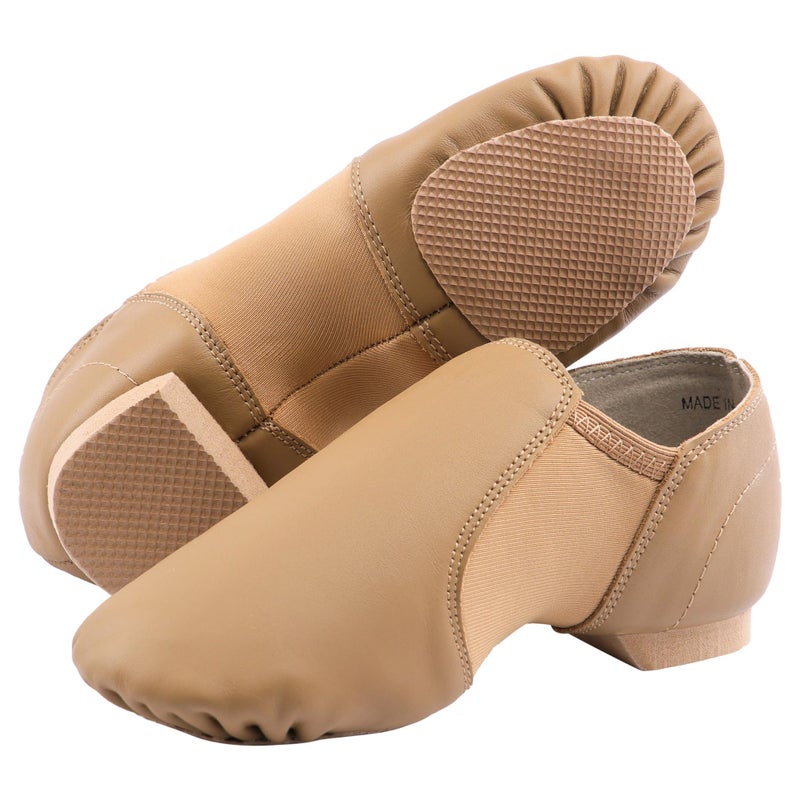 Linodes Leather Jazz Shoe Slip On for Girls and Boys (Toddler/Little Kid/Big Kid) Brown 6M Big Kid - Image 4